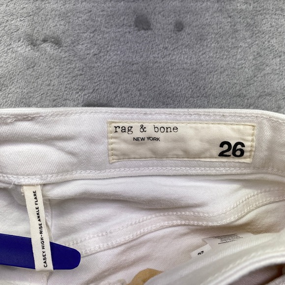 rag bone Casey High Rise Ankle Flare Button Fly Jeans White Women Sz 26 Fits 25" - Picture 6 of 11